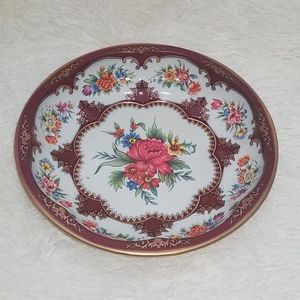 Beautiful 10" Metal Bowl Flowers Daher England